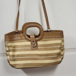 Vintage Valerie Stevens Woven And Leather Bag